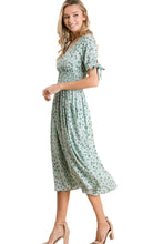 Floral Smocked Waist Floral Dress Style 1881 in Mint