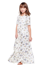 Girls Maxi Dress in Butterfly Fabric Style 3629 in Cream