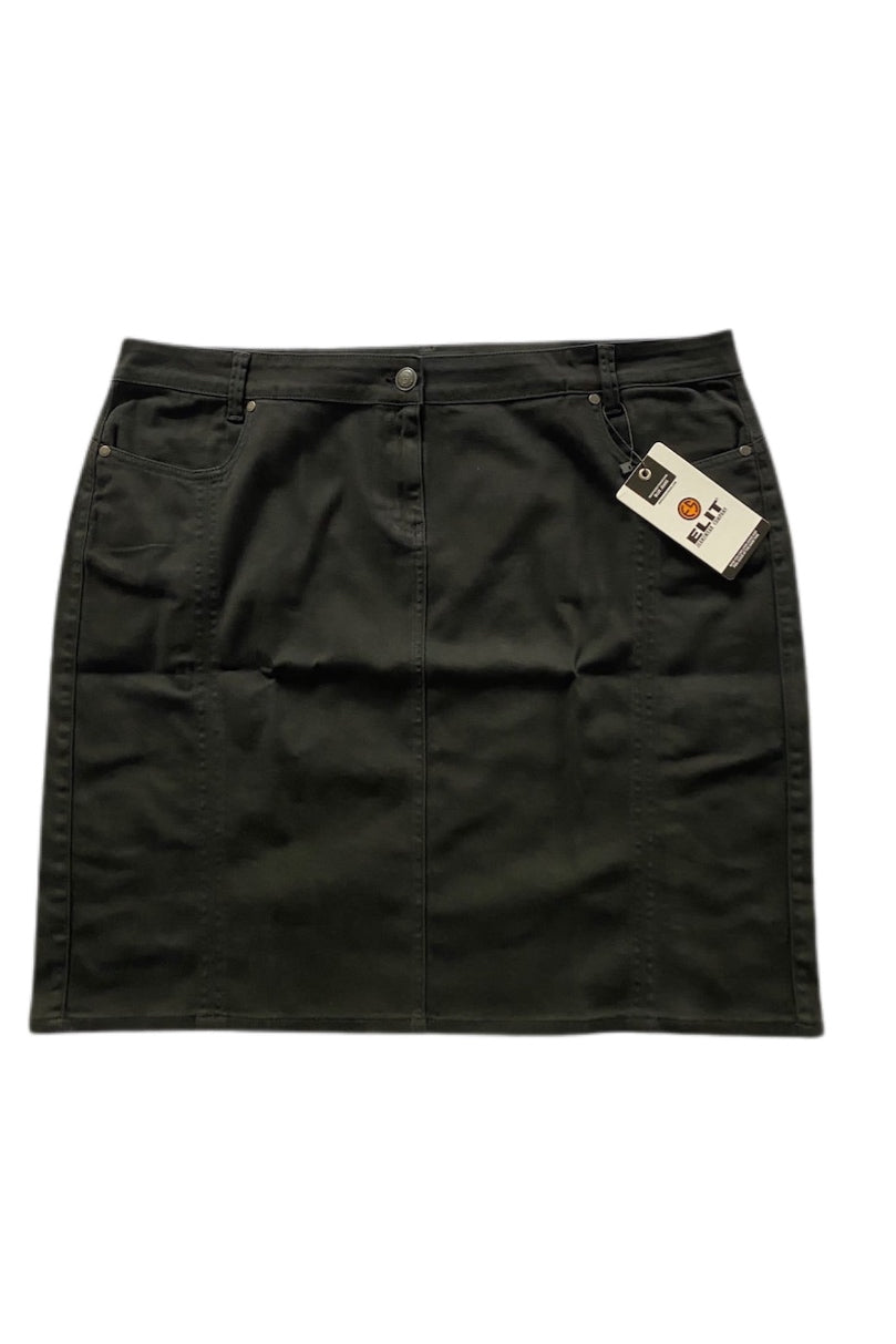 Plus Black Twill Knee Length Skirt Style 148/1-1A