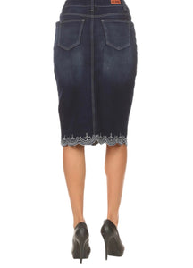 Denim Skirt with Lace Accent 77227