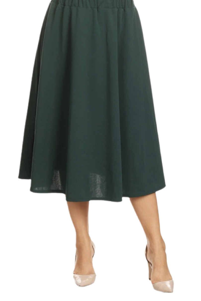Plus Midi Skirt Style 592 in Black or Hunter Green