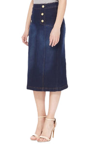 Mid-Length Denim Skirt with front buttons style 77381