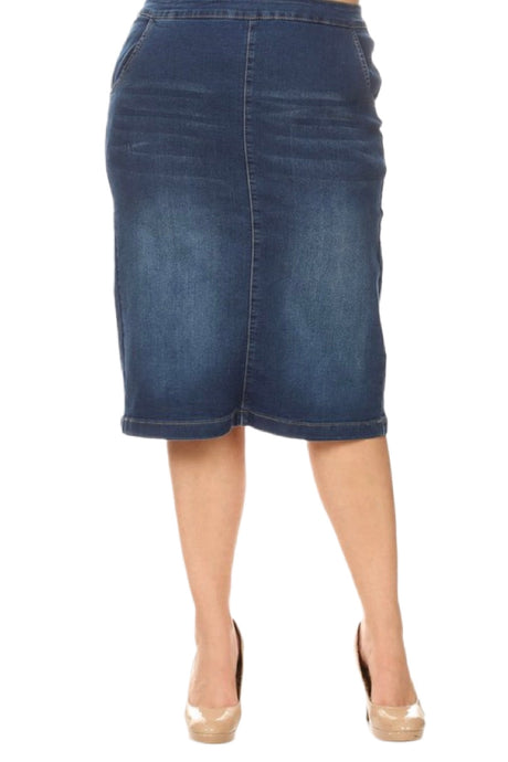 Blue Denim Skirt with wash Style 77482X