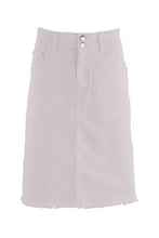 Chic in White Denim Skirt