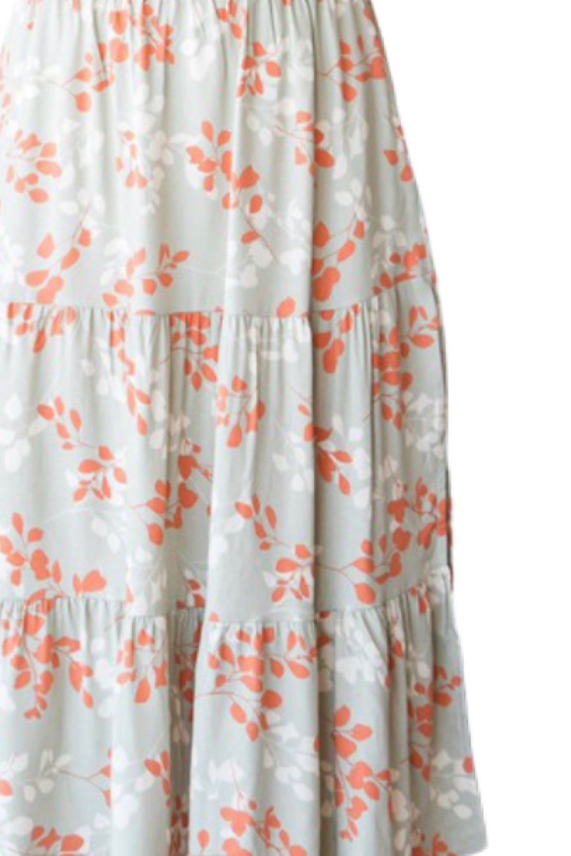 Fluttery Hem Midi Skirt Style 5847 in Teal Blue or Sage Green