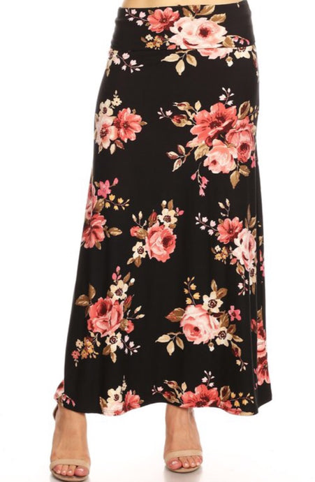 Black Floral Maxi Skirt Style 832 - The Skirt Boutique