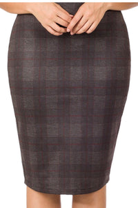Plus Checked Pencil Skirt Style 1092 in Dark Grey