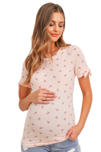 Maternity Floral T-shirt Style 2222 in Peach