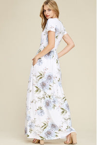 Floral Maxi Dress Style 7828 in Blush or Ivory
