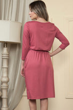 Elastic Waist Midi Dress Style 4170 in Mocha or Olive