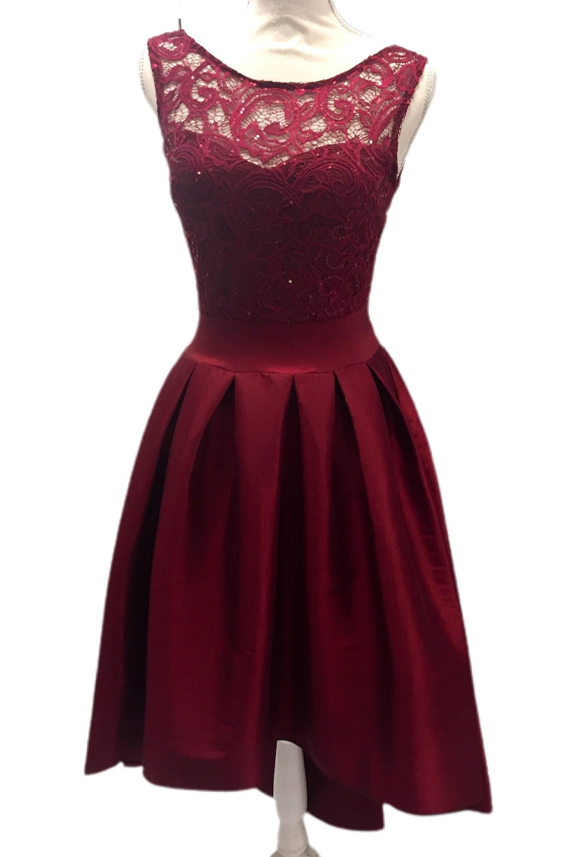Hi-Lo Party Dress Style 16203 in Burgundy