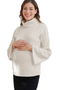 Turtle Neck Knit Sweater Maternity Top Style  2516 in Oatmeal